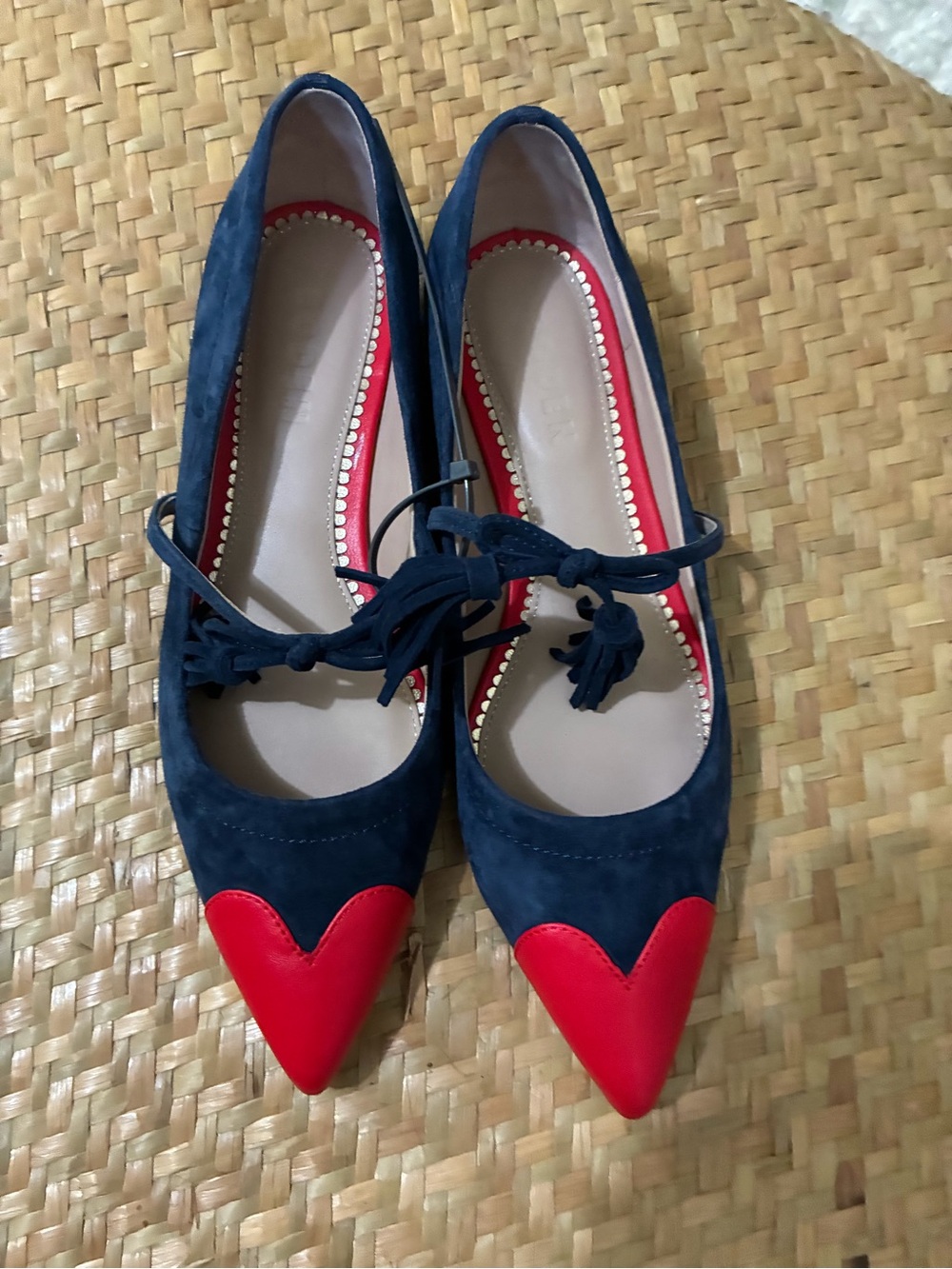 Boden Red Leather and Blue Suede Flats Size US 6 EU 36 - Picture 4 of 8